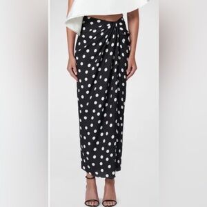 ZARA ZW Collection Black Polka Dot Midi Skirt - Small